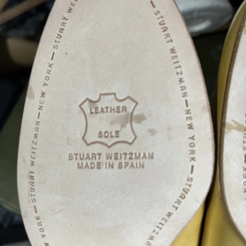 Stuart Weitzman Leather Gold Two Tone Loafers  Made in Spain Barely Worn 7.5